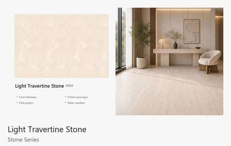 Light Travertine Stone vinyl flooring