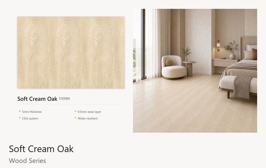 Soft Cream Oak vinyl flooring