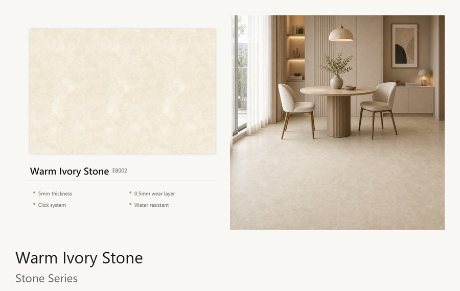 Warm Ivory Stone vinyl flooring