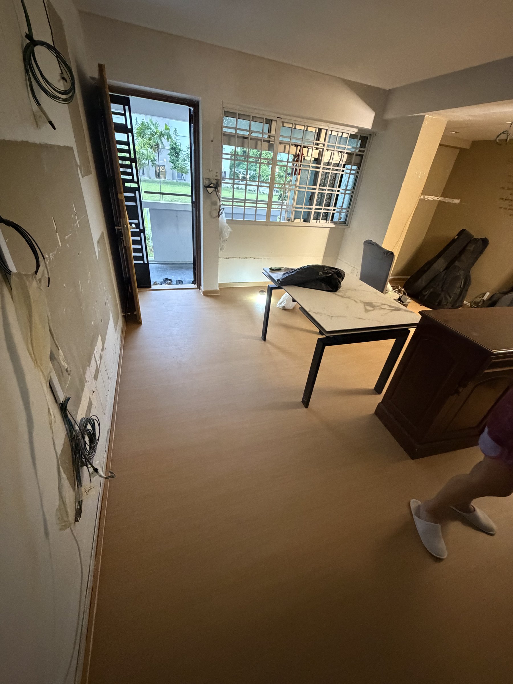 Natural oak vinyl flooring across a completed residential space