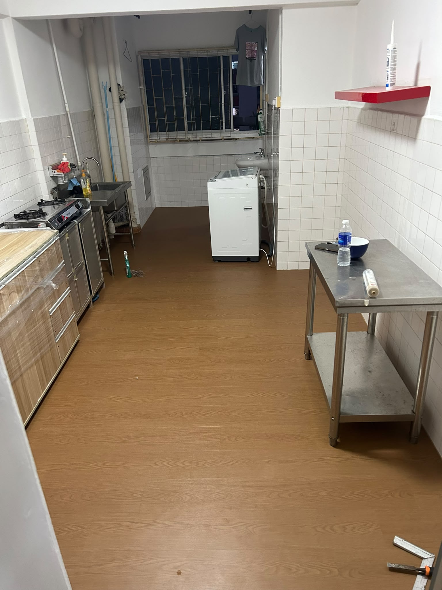 Warm oak vinyl flooring installed in a kitchen